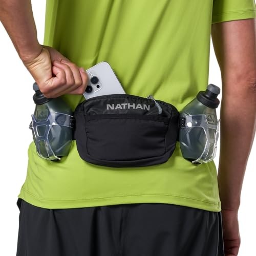 Running Belt Hydration with Flasks, Storage Pockets, Trail Mix Black Regular