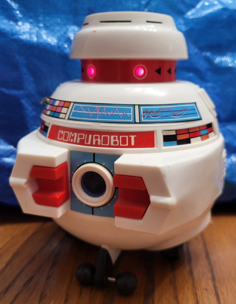 Vntg Working 1980's Axlon COMPUROBOT Programmable Electronic Moving Robot Britis