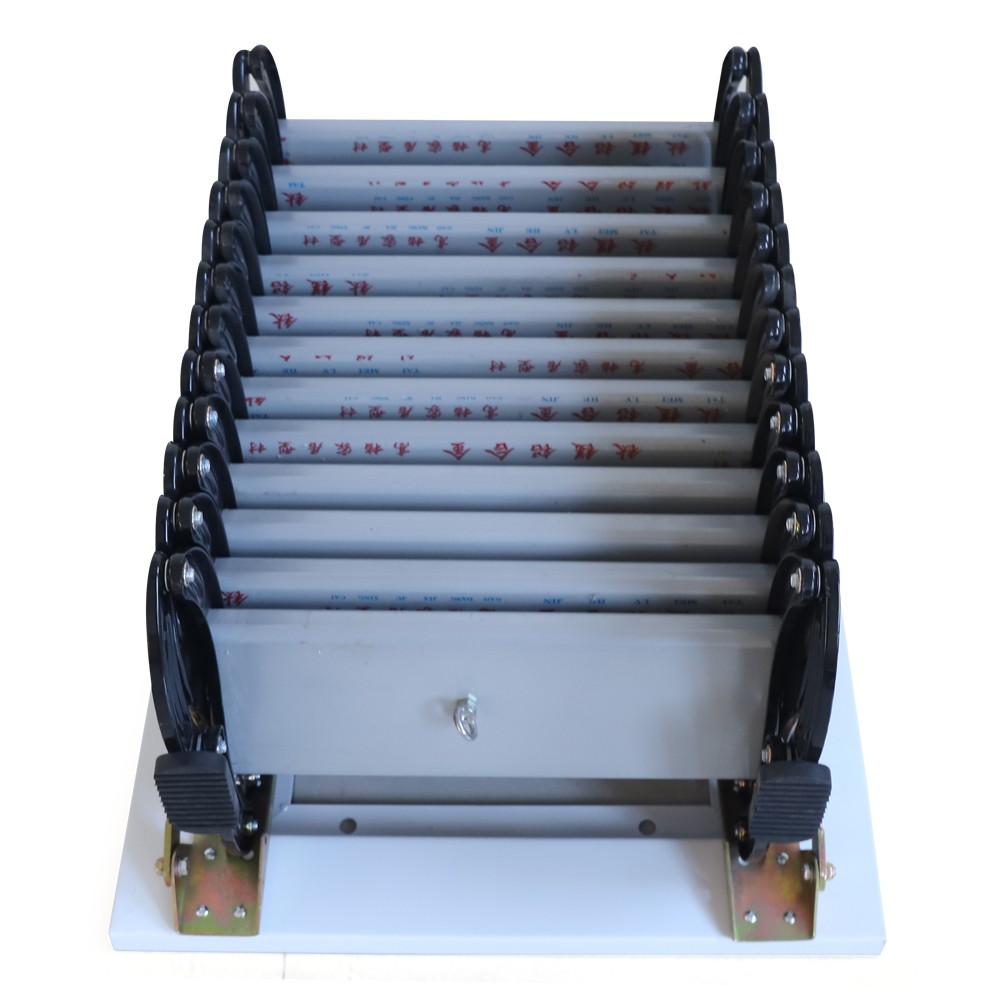 12 Steps Wall Mounted Folding Ladder Loft Stairs White Attic Steps Pull Down US