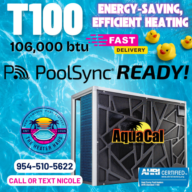 AquaCal T100 Pool Heat Pump 106k BTU Heat & Cool Electric Inverter Heater