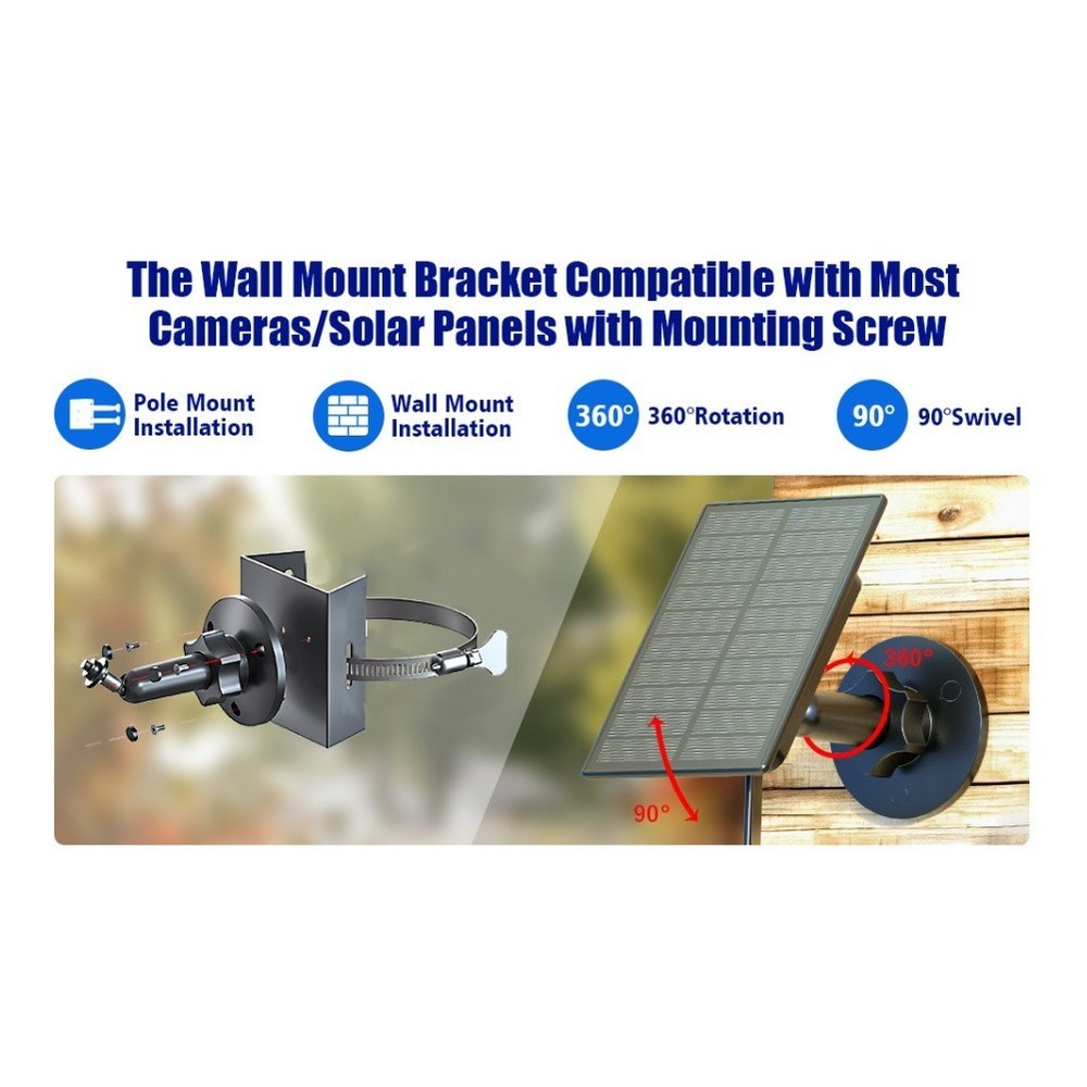 Solar Panel Mount with 360 Degree Rotation and Wall Pole Tree Installation Kit