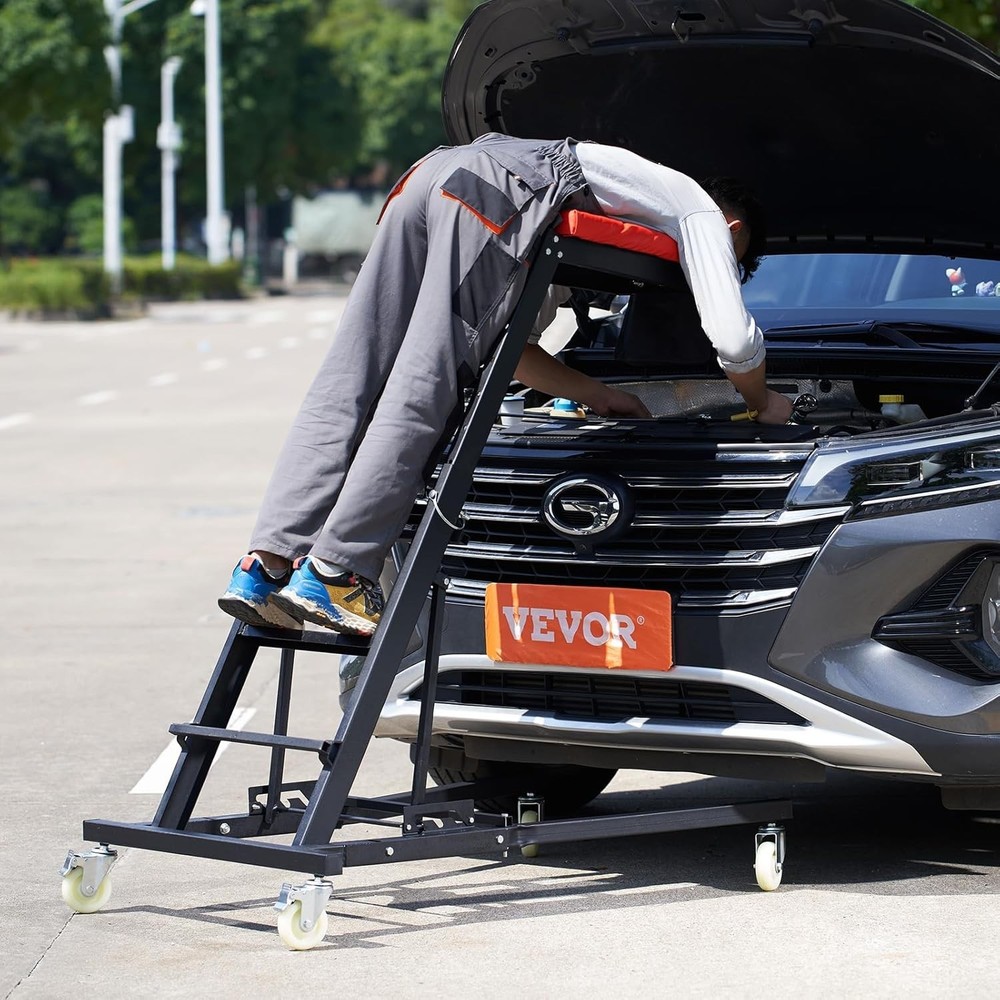 Comfortable 400 lbs Capacity High Creeper with Cushioned Support & Storage Pouch