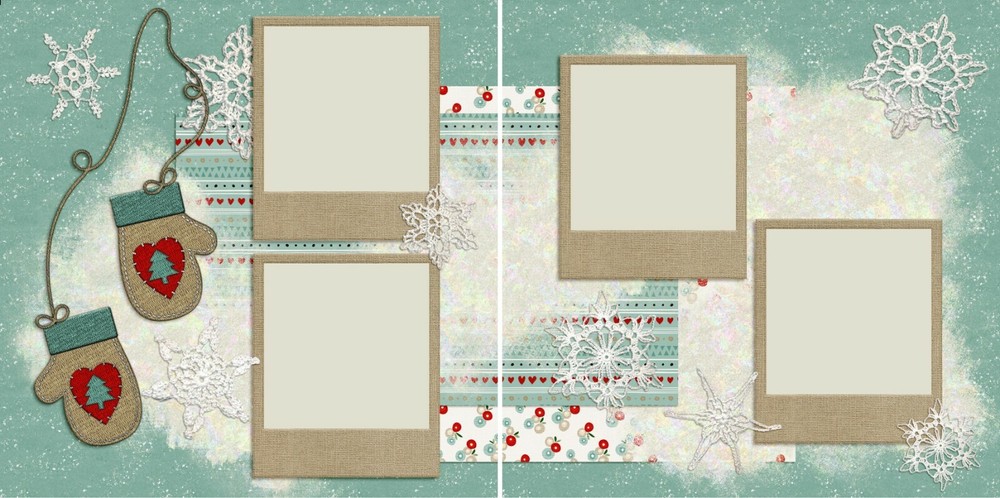 Winter - 2 Premade Scrapbook Pages - EZ Layout 4484