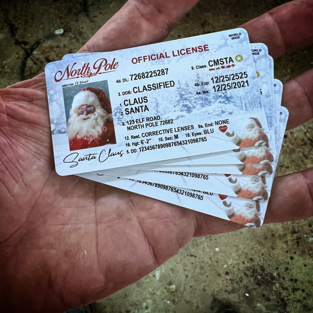 Santa Claus Driver License- Plastic Cards (5 pack)