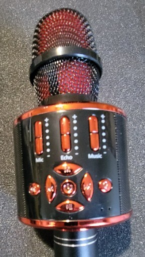 Hand Held Karaoke Microphone Red/ Black Tested- Works!