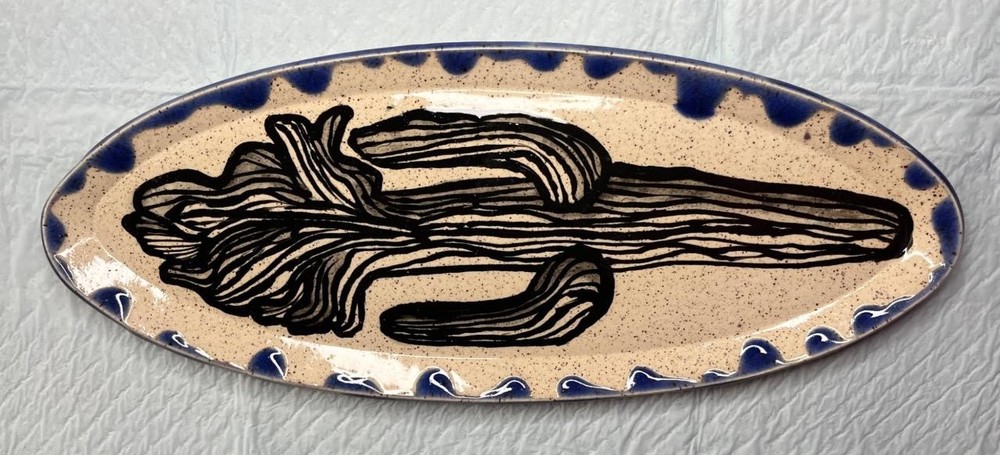 TOUGH KITTY pottery Celery / Snack plate dish #94-reg