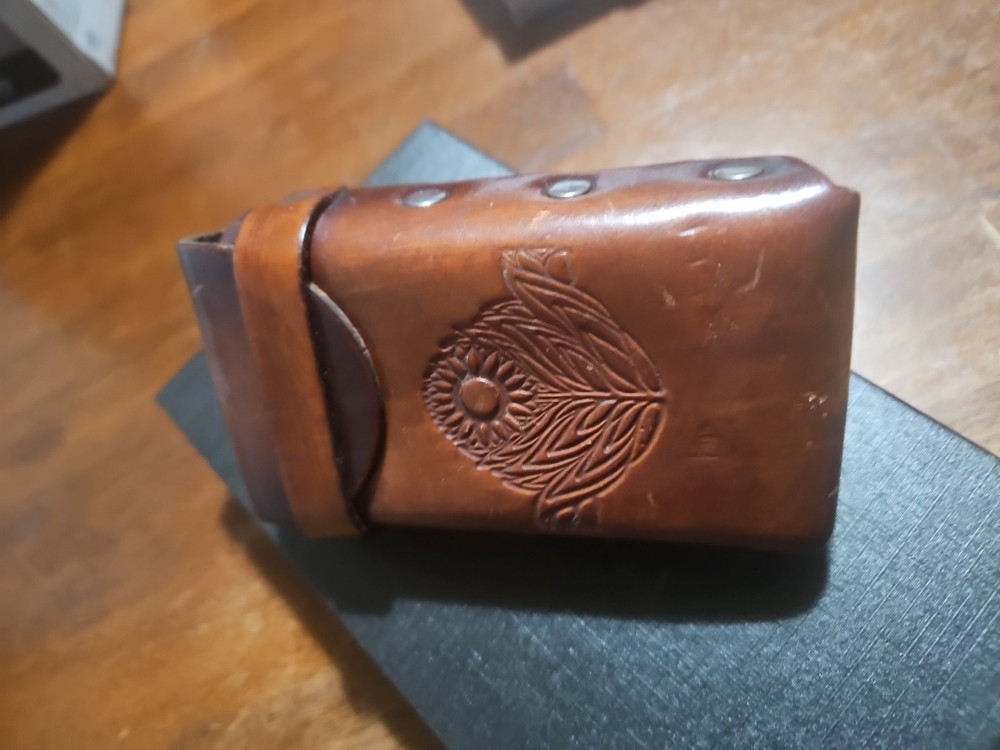 Tooled leather Cigarette case With Lighter Sleeve Vintage