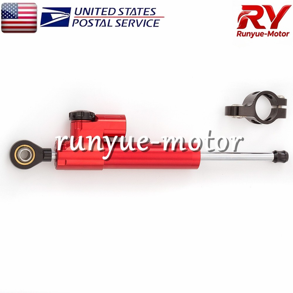 Red CNC Adjustable Steering Damper Stabilizer Linear Control Universal Aluminum