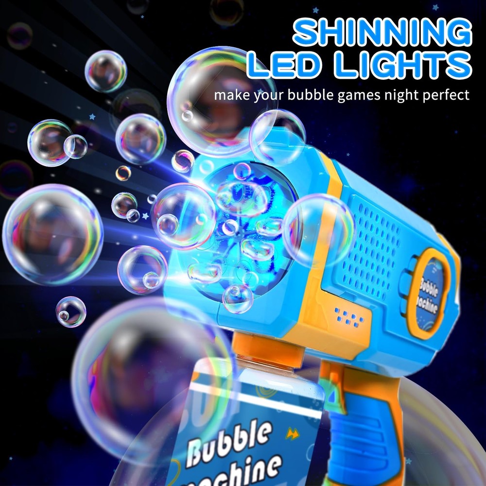 Bubble Machine 2 Pack for Kids, Automatic Light Up Bubble Blower with 4 Bottles
