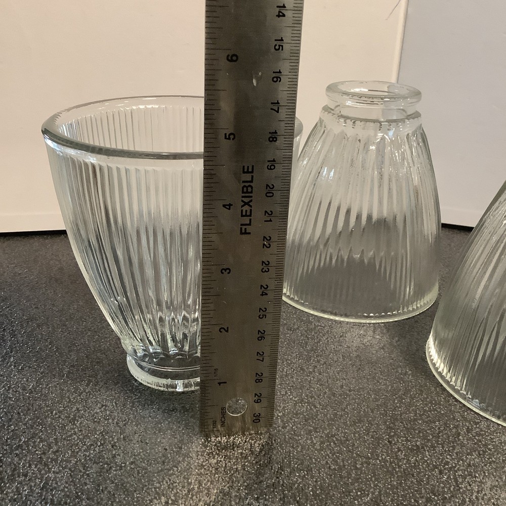 Three (3) Clear Ribbed Fluted Slip Shade Sconce for Ceiling Fan