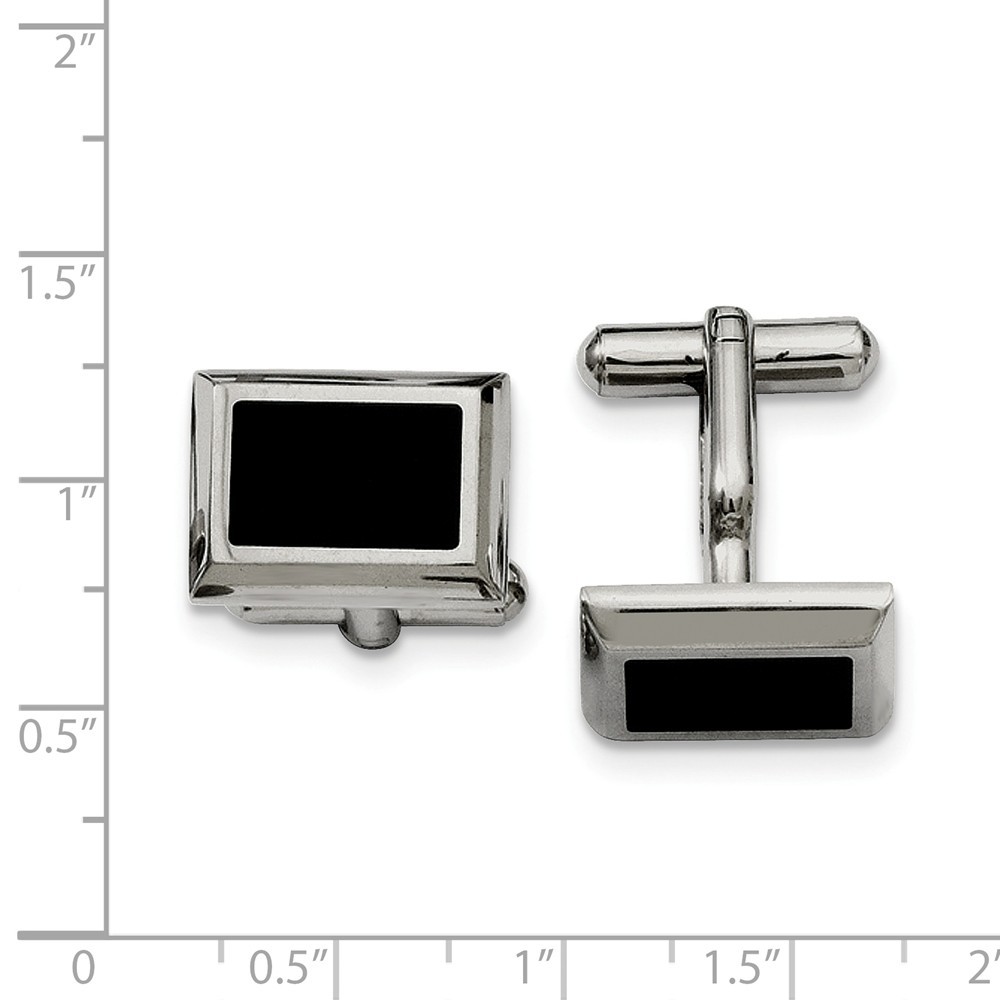 Men's Two Tone Stainless Steel Beveled Edge Rectangular Cuff Links