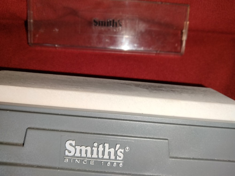 Smith's 6" fine knife sharpening stone with plastic case stand