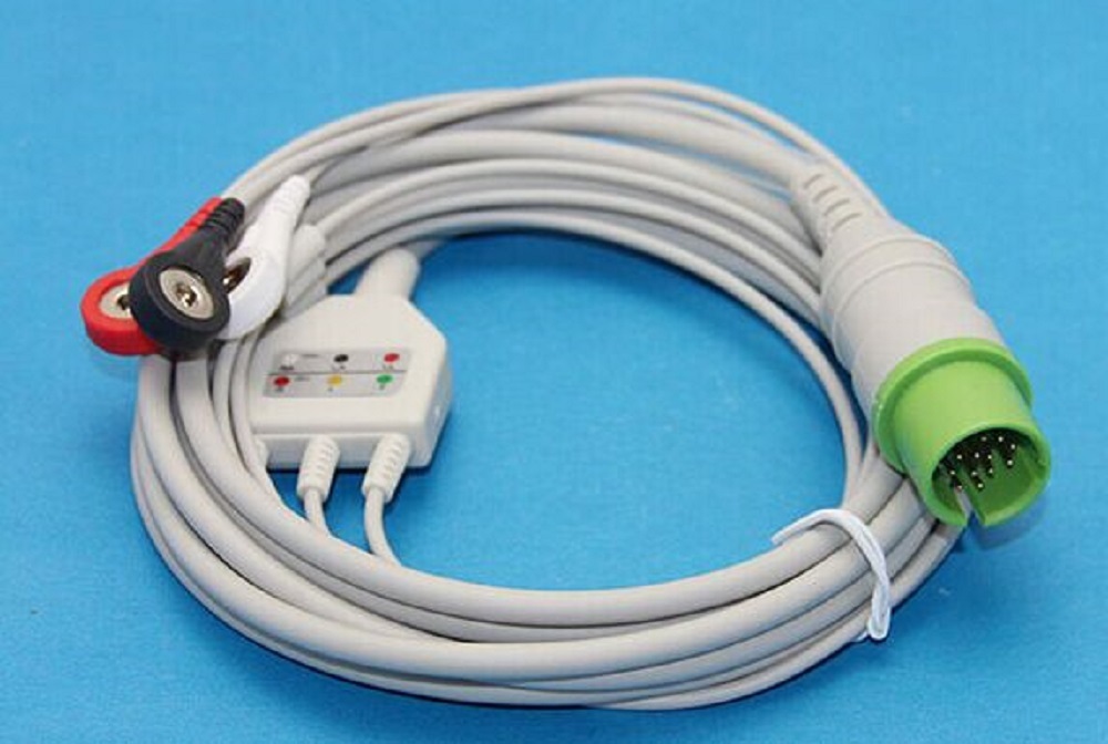 1pcs Spacelabs ECG Cable 3 Leads  Shielded Snap AHA Compatible