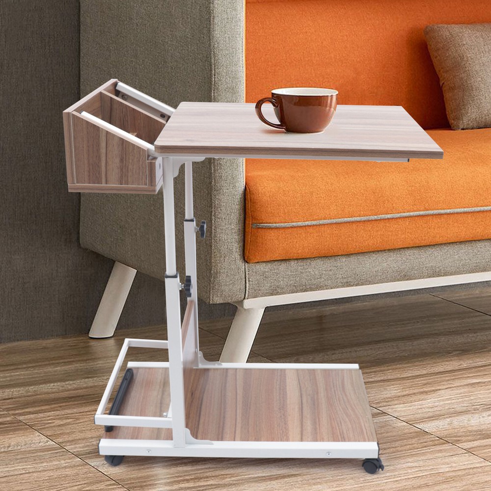 Height Adjustable Laptop Desk Rolling Bedside Table Computer Over Bed Standing