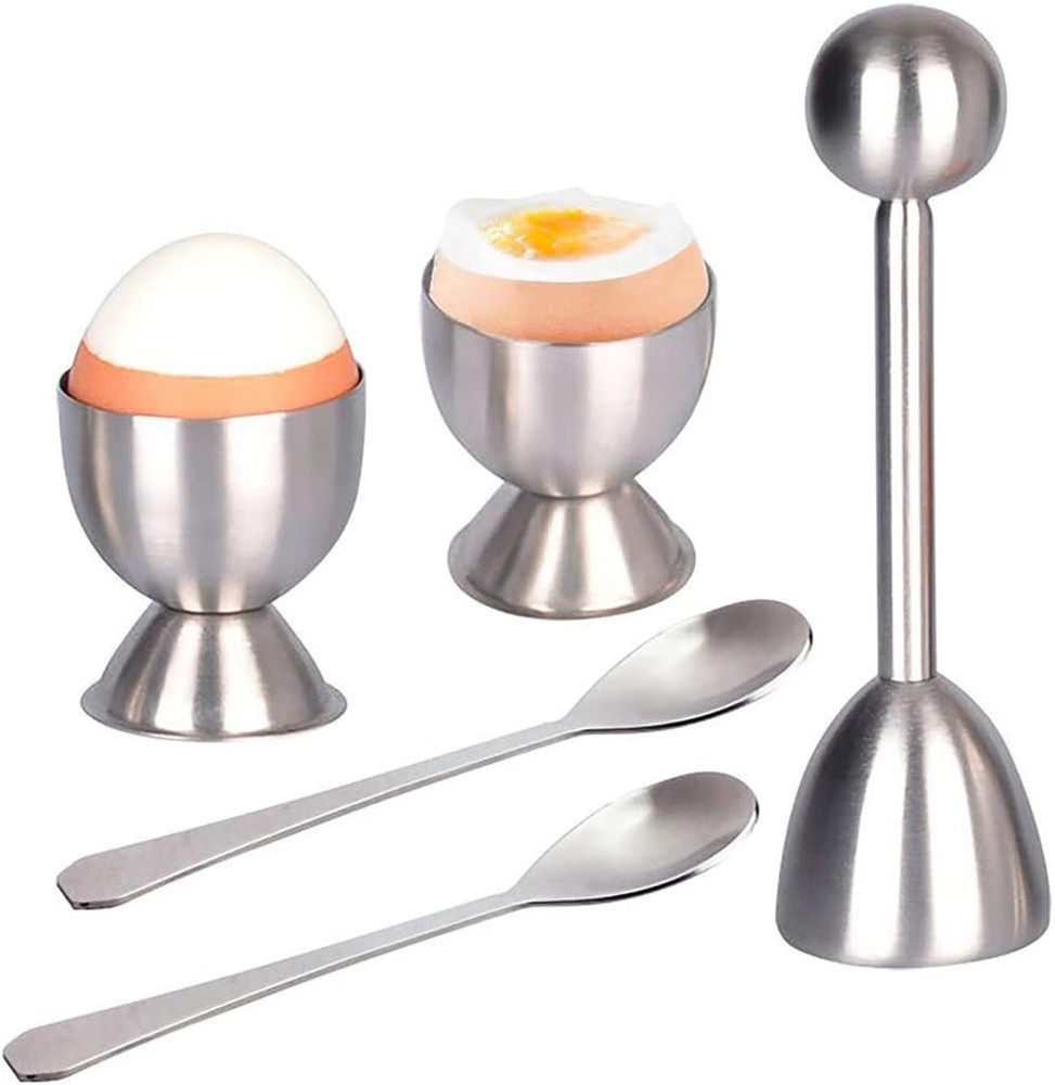 Dishwasher Safe Stainless Steel Egg Cracker and Cup Set - Culinary Convenience