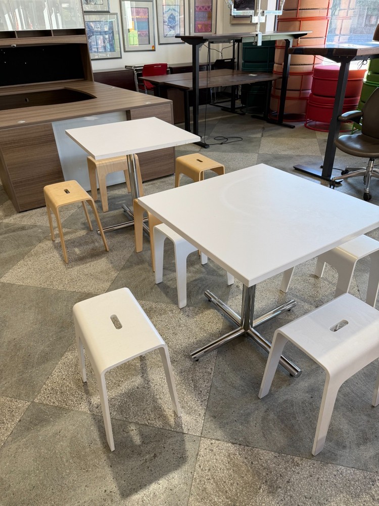 30" Square Cafeteria / Kitchen Table in White Laminate Finish