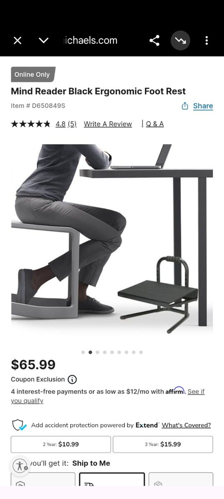 Mindreader Black Ergonomic Height Adjustable Standing Foot Rest Relief Platform