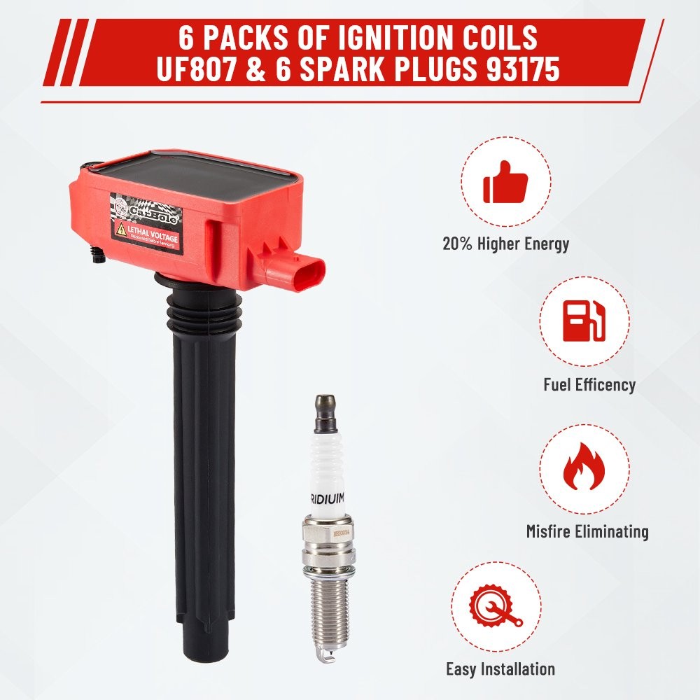 6 Ignition Coils Pack & iridium Spark Plug for 2017-2018 Chrysler Pacifica 3.6L