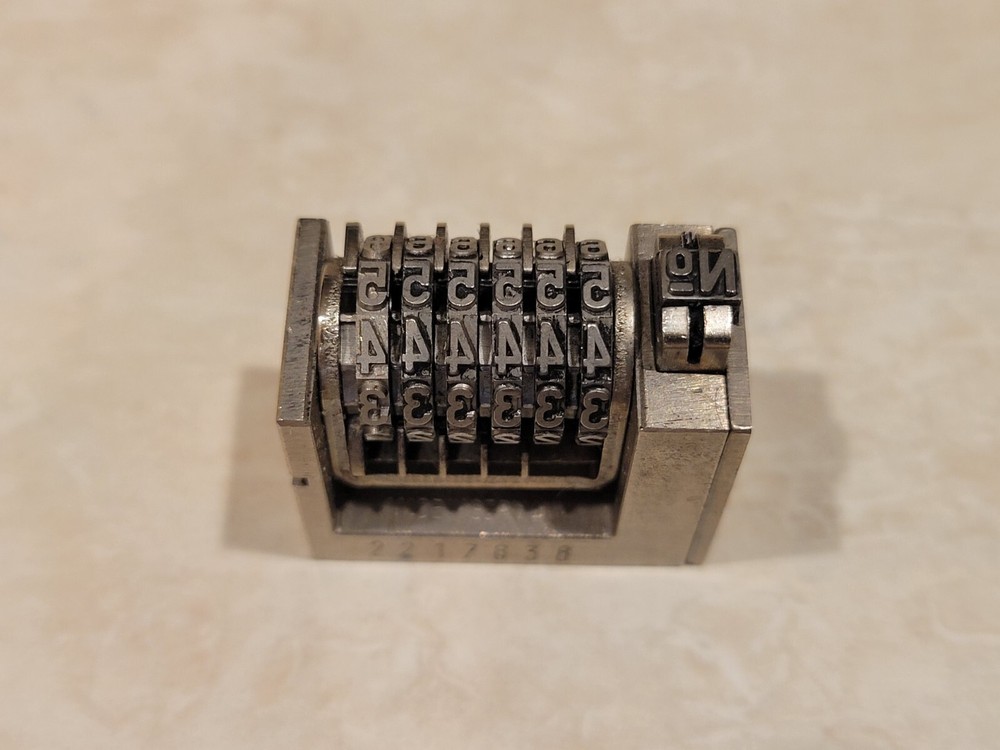 Atlantic Backward 6 Digit Letterpress Numbering Machine GOTHIC FONT #18
