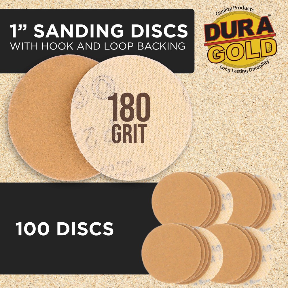 180 Grit 1" Hook & Loop DA Sanding Discs - 100 Sandpaper Finishing Discs