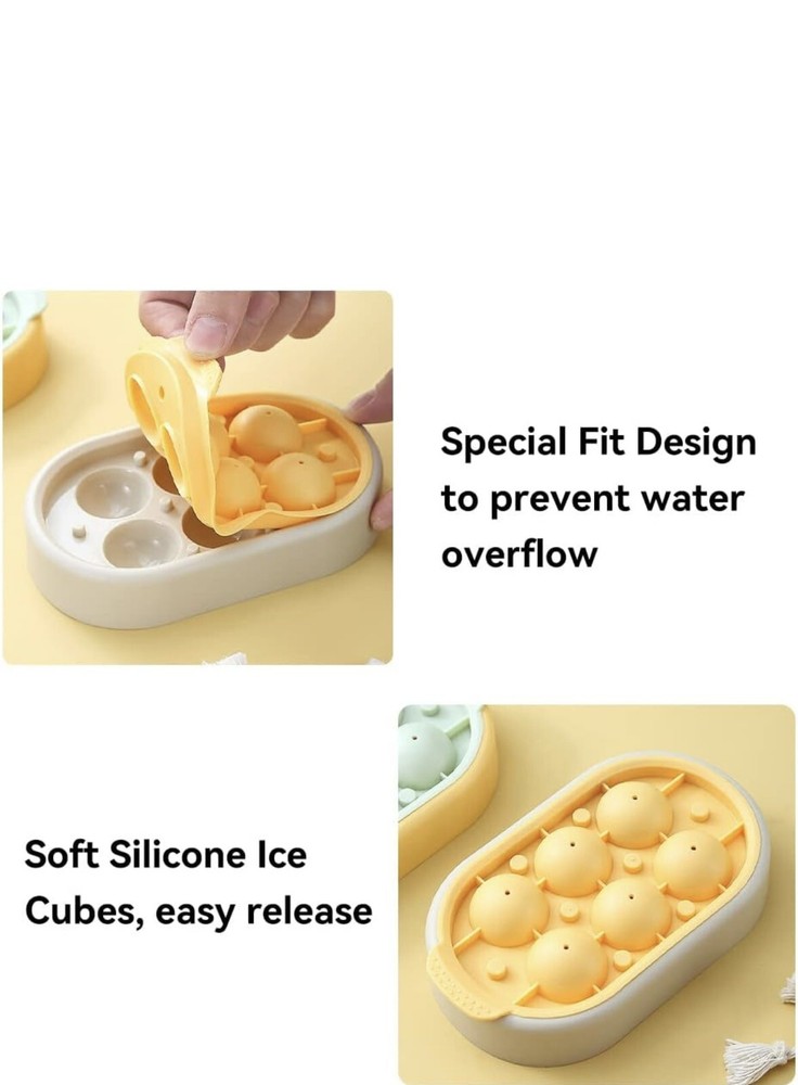 2pcs Freezer Ice Ball Maker Mold, 6 Round Ice Cube Tray, Color Random