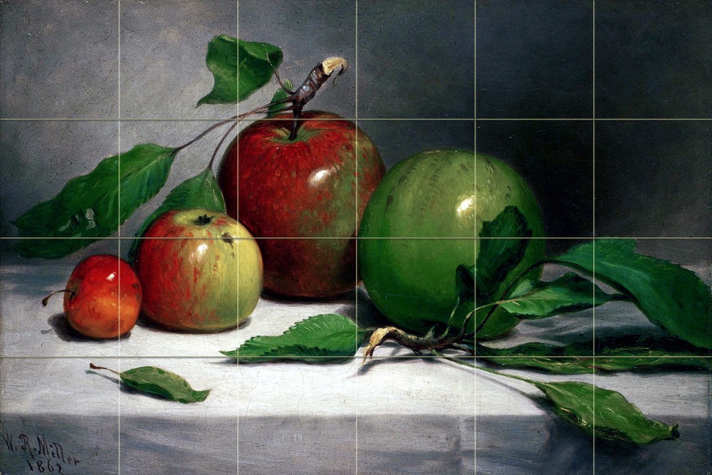 Still Life Art Mural Ceramic Fruit Apple Decor Backsplash Bath Tile #2985