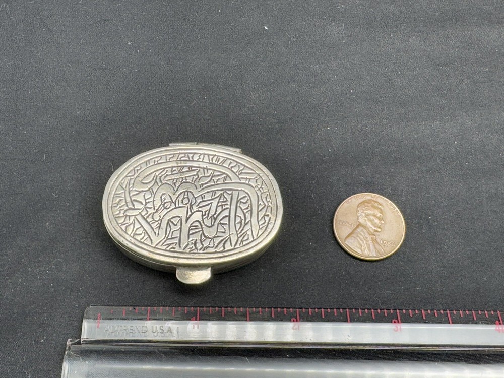 Antique Sterling Silver Oval Pill Box, 26 grams