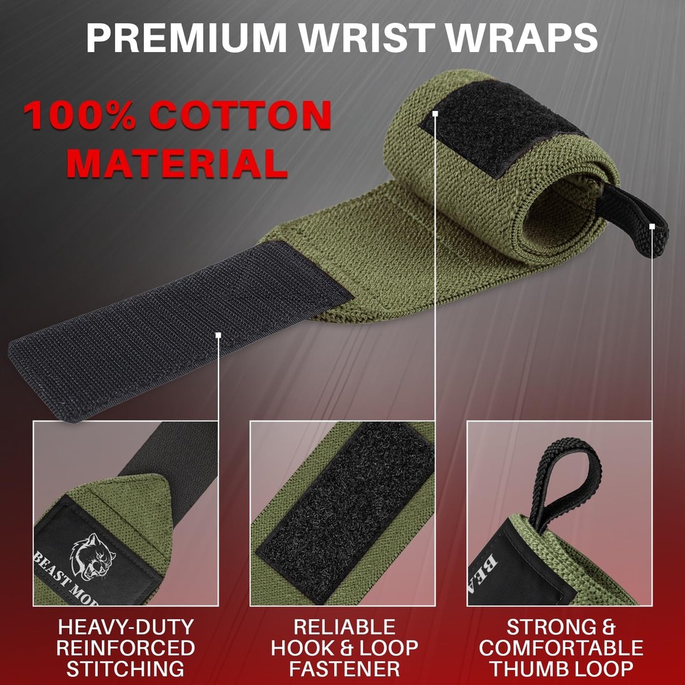 Weightlifting Wrist Wraps with Thumb Loop – 18 Inch HeavyDuty Support