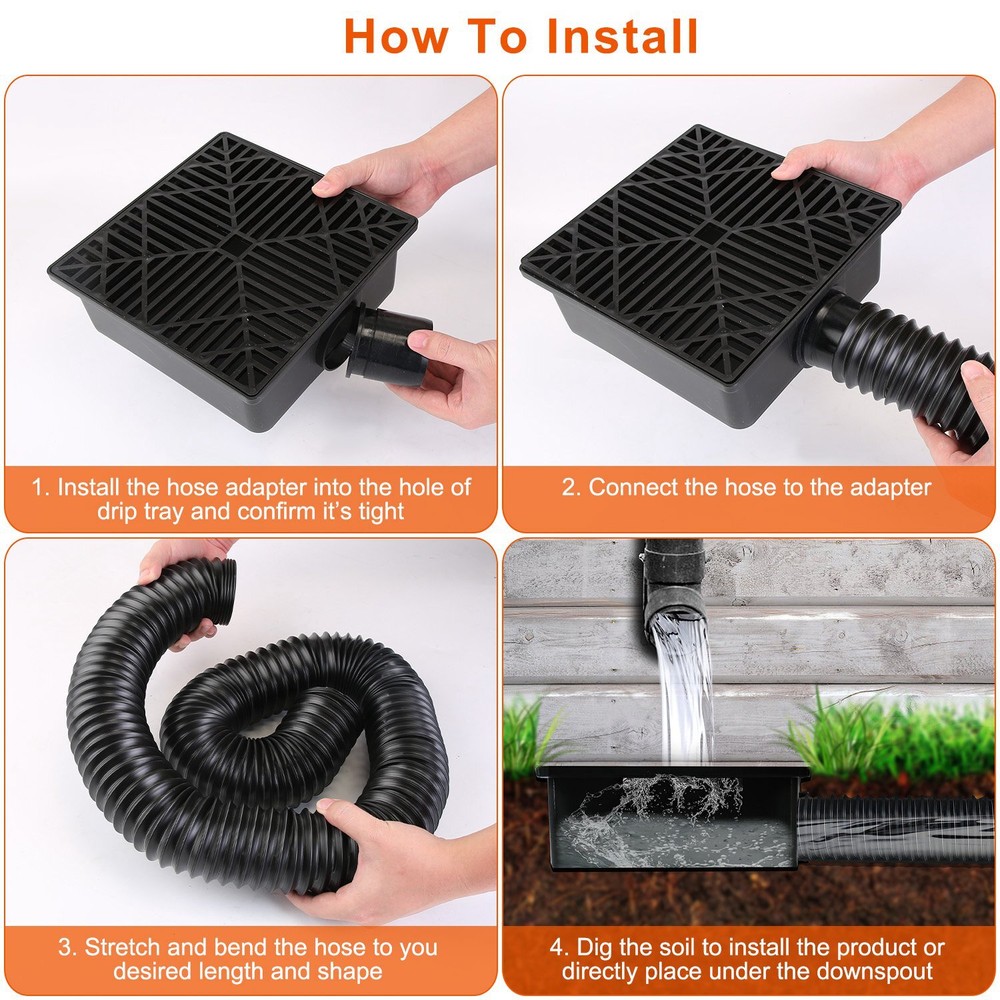 Upgraded Catch Basin Low Profile Downspout Extender | No Deep Dig French Drain