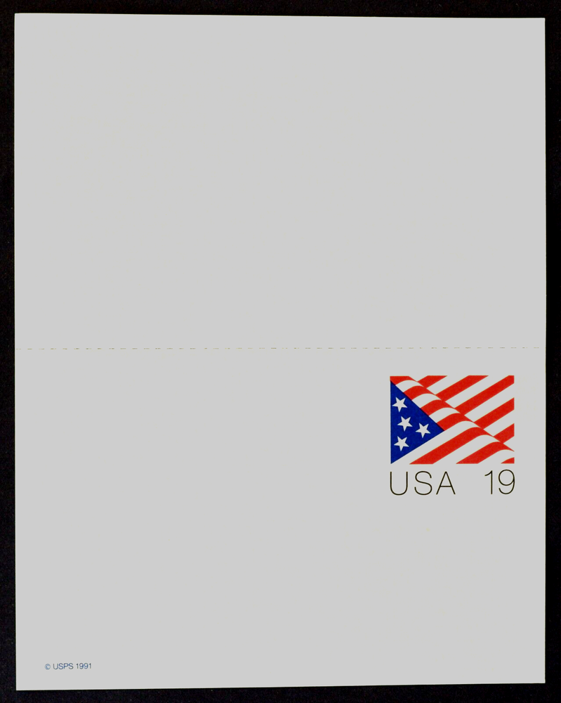 1991 US Sc. #UY40 mint 19 cent postal reply card, unfolded, very good shape