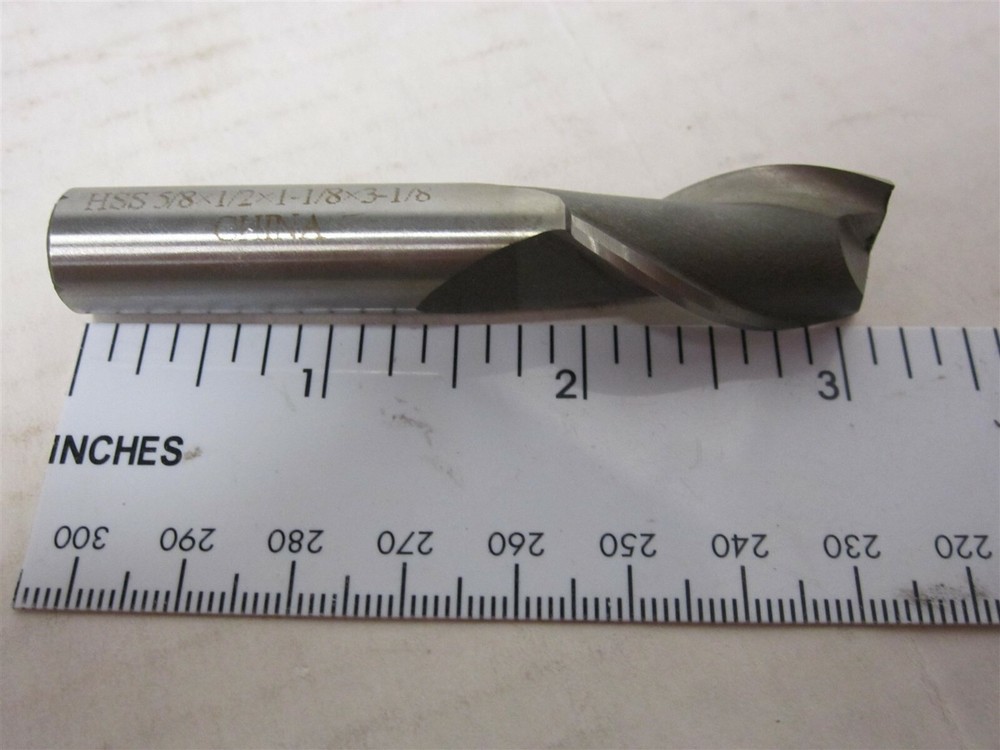 HSS Single End Square End Mill 5/8" Diameter with 1/2" Shank New