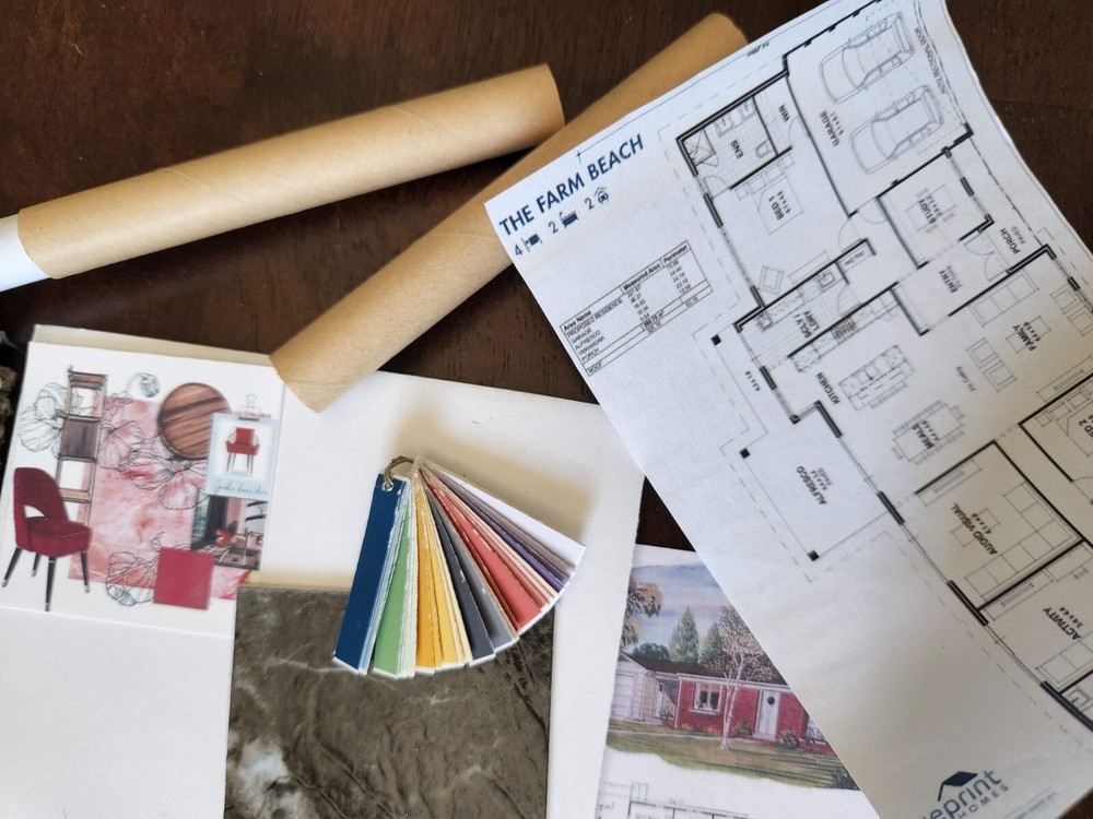 1/6 SCALE Mini Interior Design Set - Blueprints, Paint, Fabric, & Tile Samples