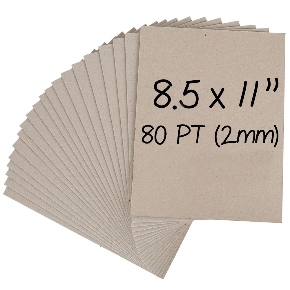 Sturdy 8.5x11 Chipboard Sheets - 20 Pack, 80 PT Thick for Binding & Crafts