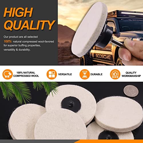 13Pcs 3" Compressed Wool Fabric Disc Felt Polishing Buffing Pads Wheels