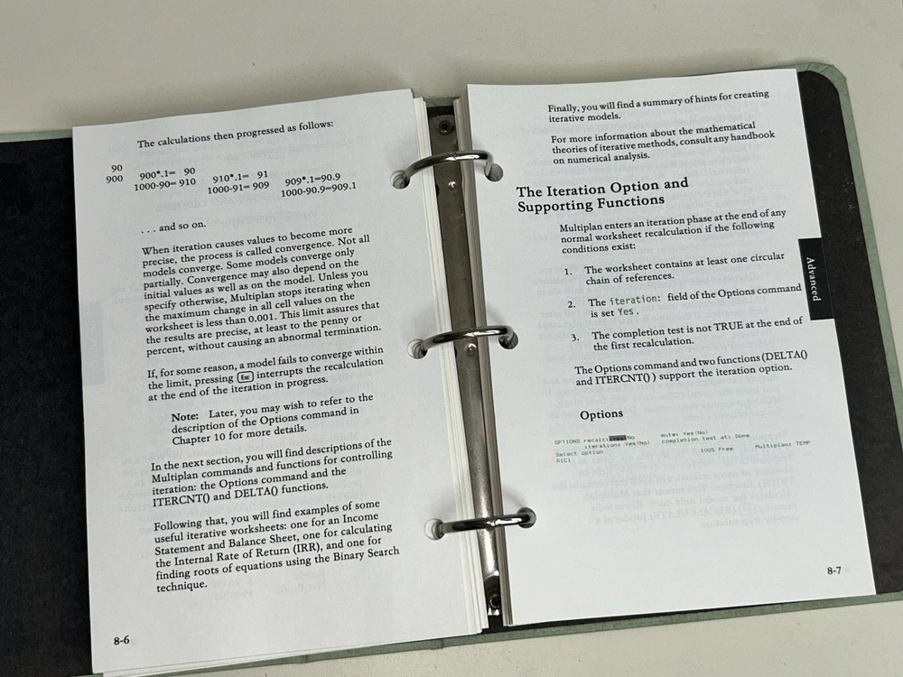 IBM Multiplan Electronic Worksheet Computer Software by Microsoft MANUAL ONLY