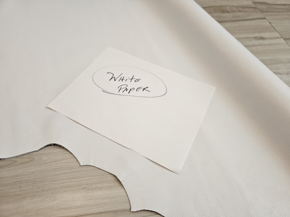 3-4oz PURE WHITE MATTE PEBBLED GRAIN SOFT LEATHER HIDE UPHOLSTERY,PANEL,SHEET