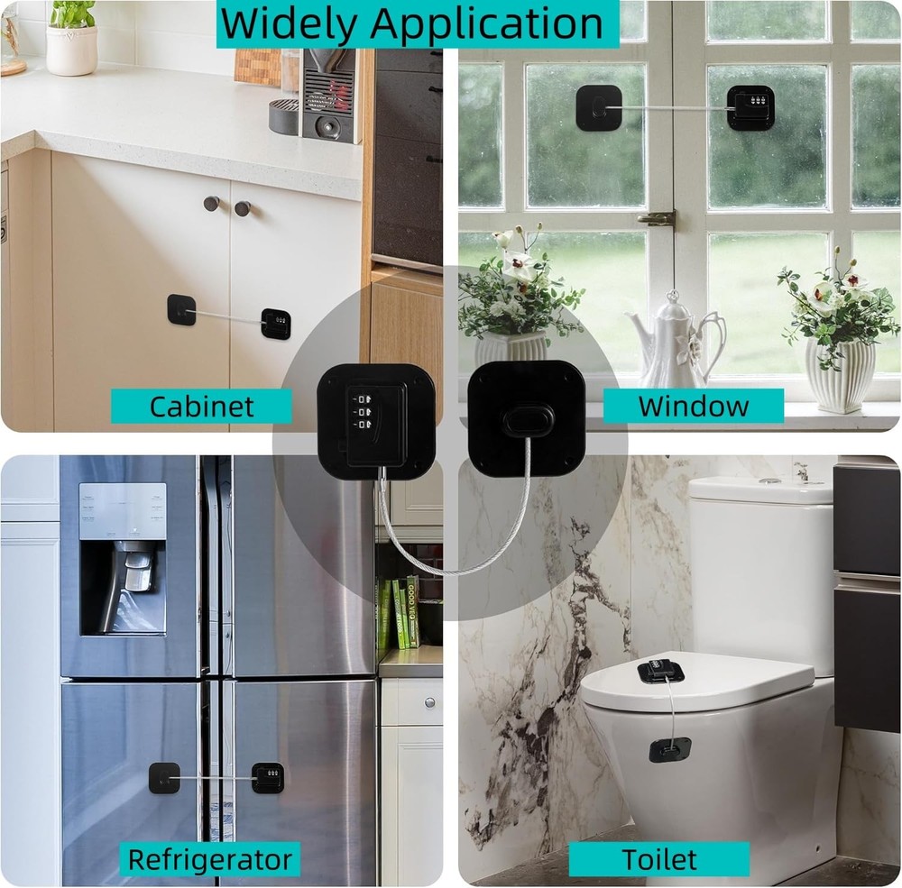 2 Pack Refrigerator Lock - Heavy Duty Combination Fridge Lock, /Baby Proofing...