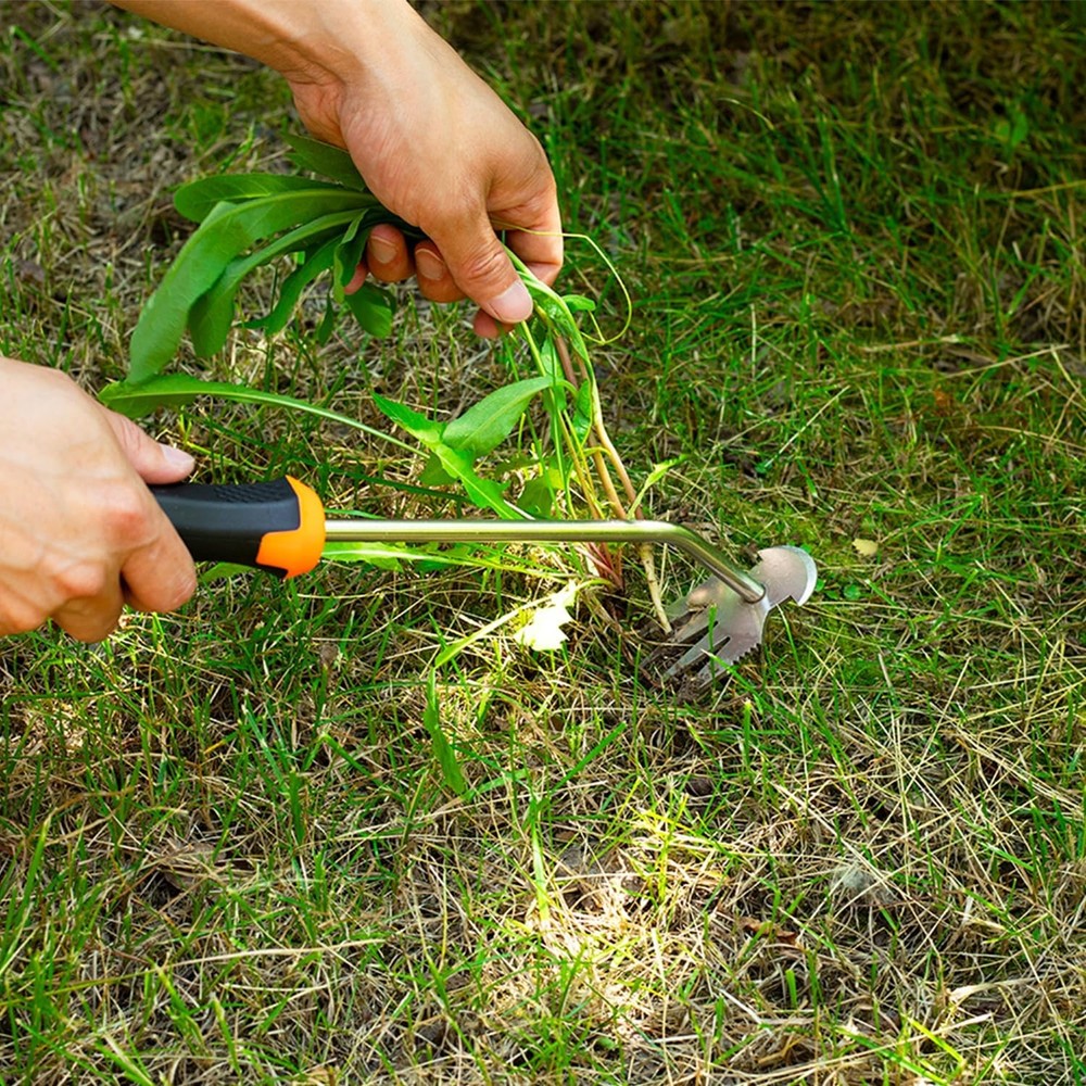 Uprooting Weeding Tool - Hand Held Weeder Puller Tool, Rubber Handle, 4 Teeth We