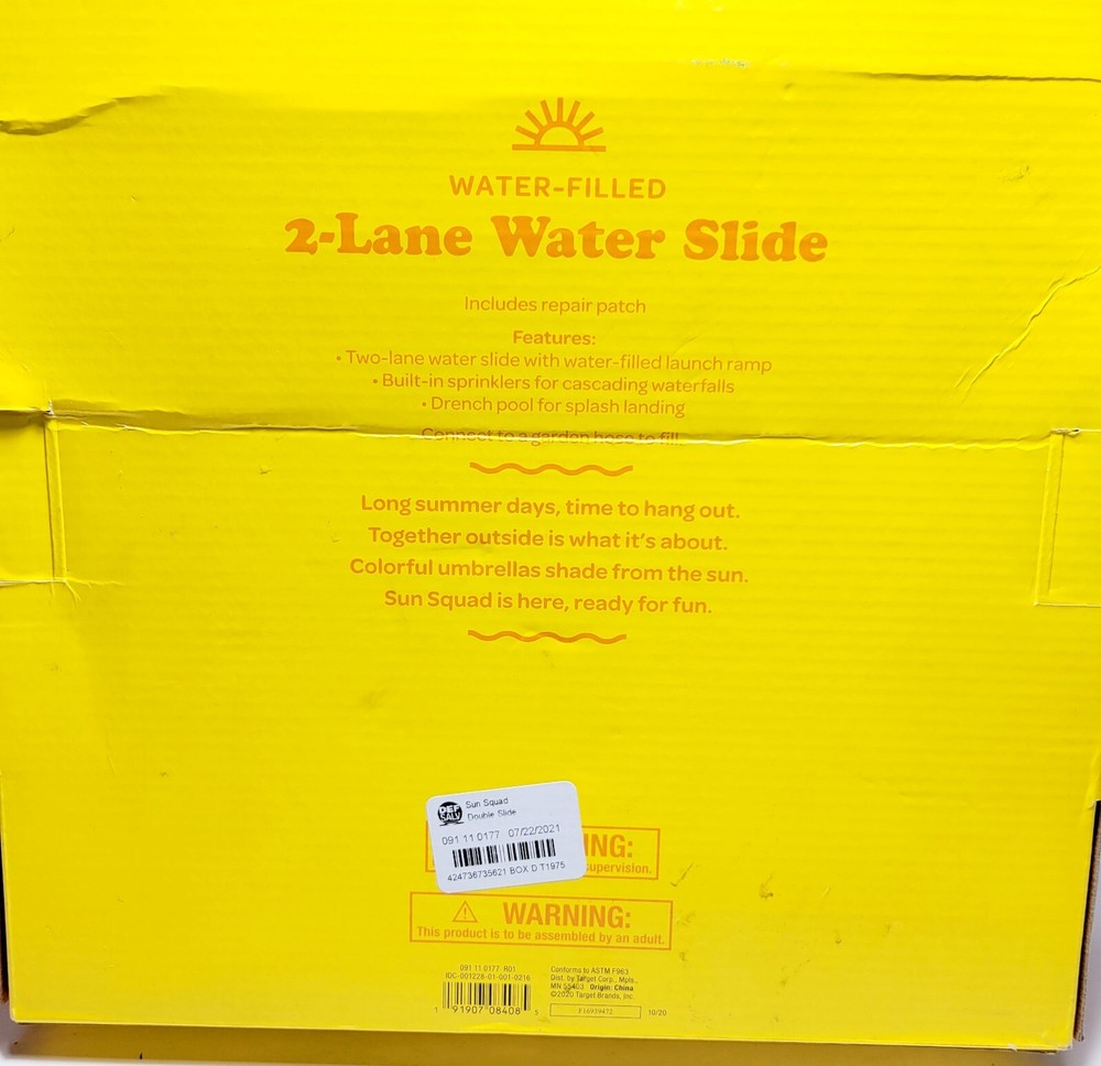 Sun Squad Double Water Slide - Blue New