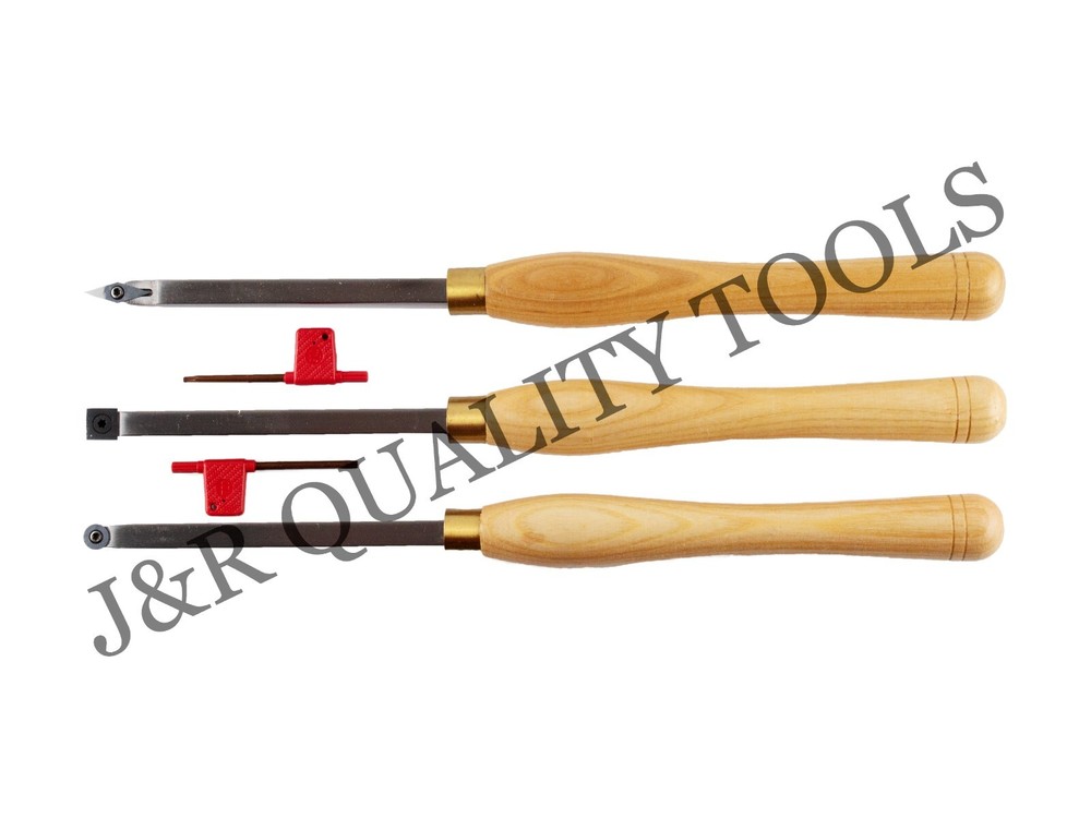 VCT 3pc carbide wood lathe turning chisel tool set with replaceable tips