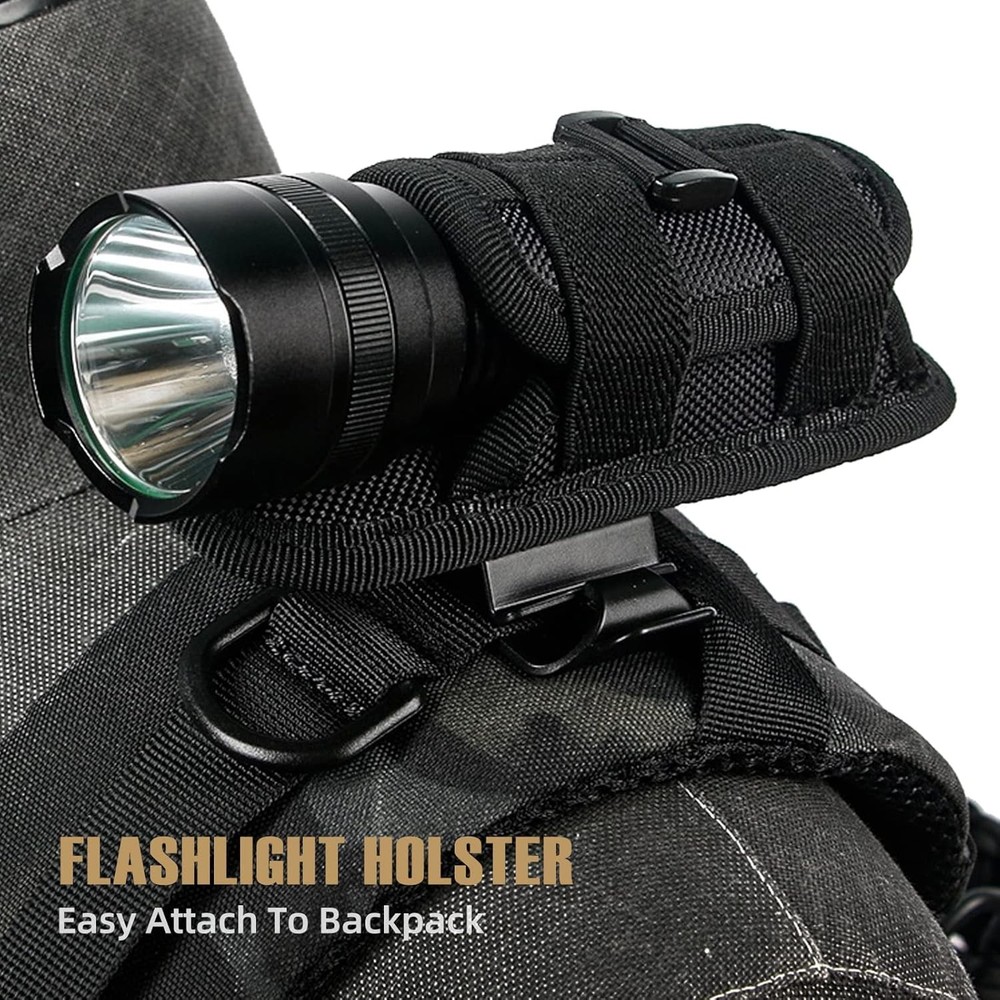 Tactical Flashlight Pouch Holster, Rotatable Free Size, Black