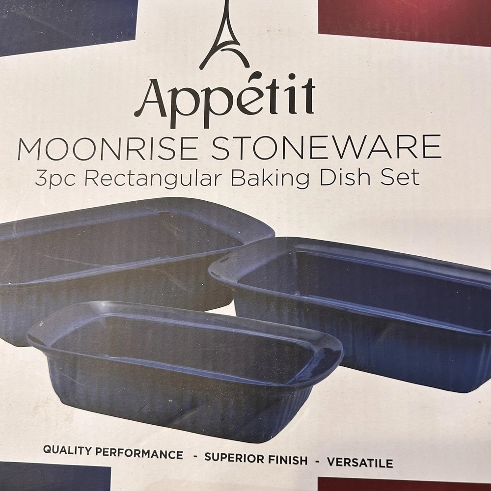 New Appetit Moonrise Stoneware 3-Piece Rectangular Baking Dish Set