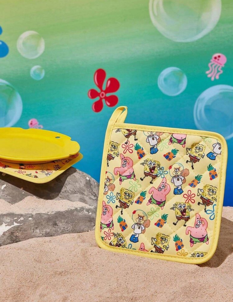 New 4 pc SPONGEBOB & PATRICK Silicone Kitchen Baking Spatula OVEN MIT Pot Holder