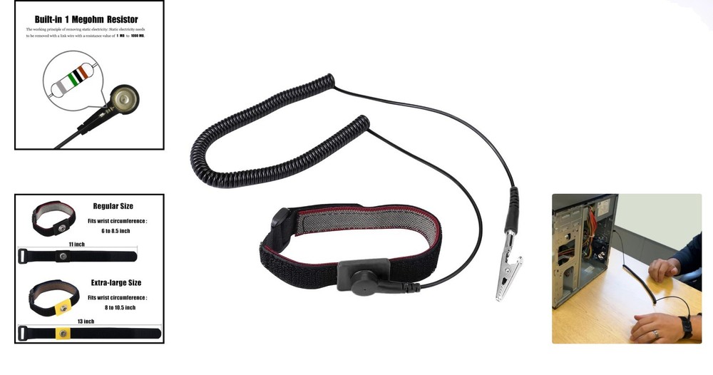 Durable Anti Static Wrist Strap with Long Cable - Essential for Electronics Red