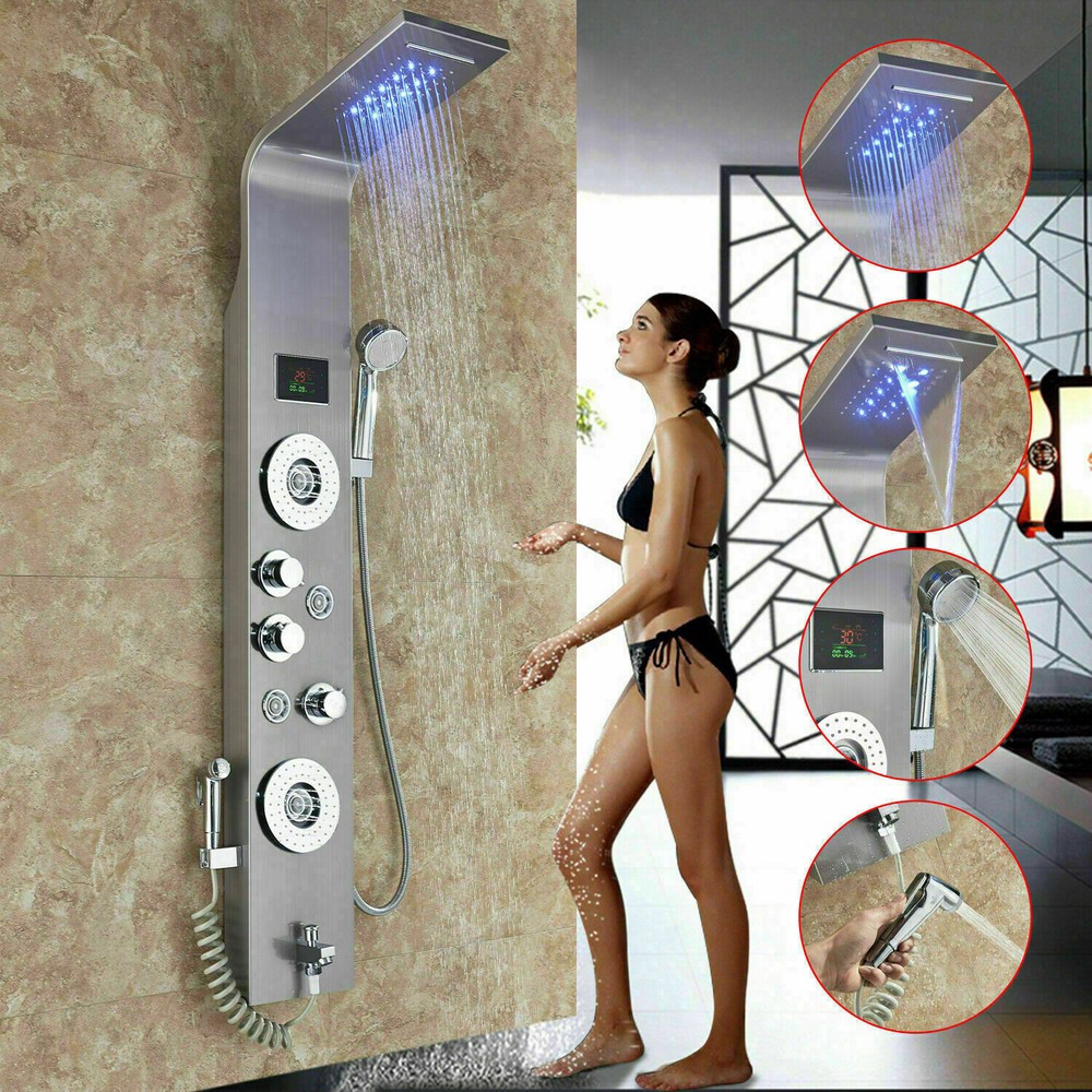 ELLO&ALLO Rainfall Waterfall Shower Panel Tower Rain Massage System Body Spa Jet