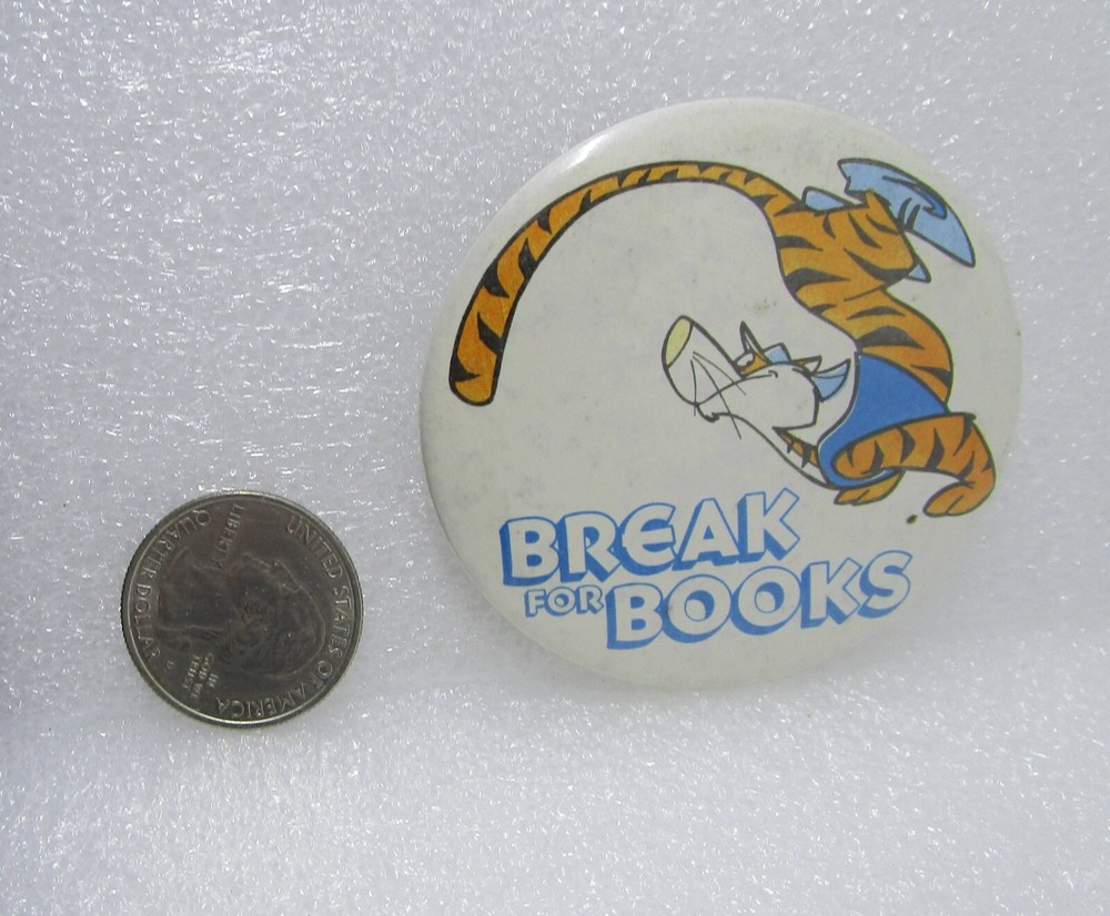 Break For Books Button Pin