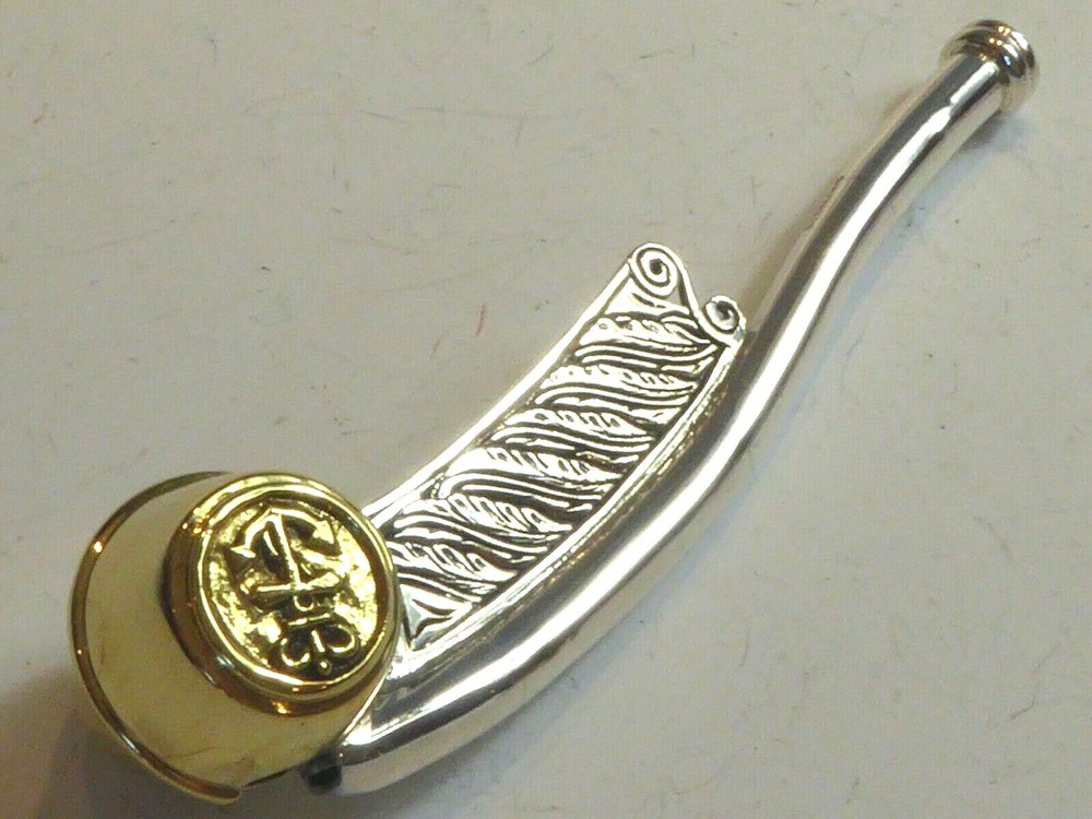 SOLID SILVER & GOLD PLATED NOVELTY BOSUNS EMBOSSED  ANCHOR WHISTLE