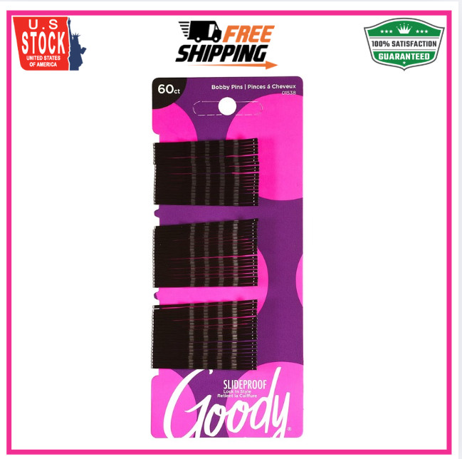 60-count Goody SlideProof Bobby Pins, Black (1942233)