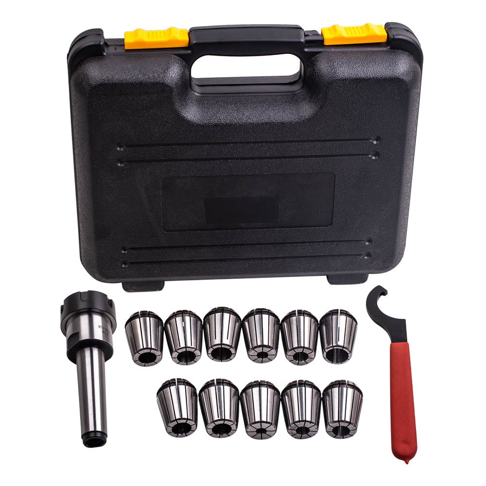 Precision ER32 Collet Set MT3 Shank Chuck & Spanner W/ Box For Milling Machine