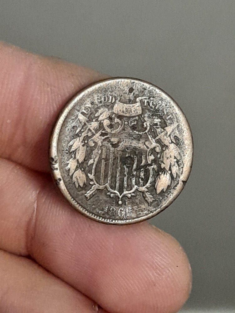 1866 Two Cent Piece (Bent)